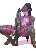Widowmaker lubricating her rifle (JohnDoe) [Overwatch]
