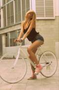 Blondie on bike