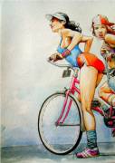Girls with bikes painting
