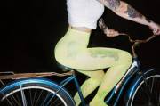 Green pantyhose and ink