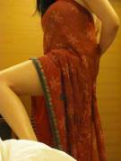 [Album] Desi wife stripping out of a red sari