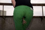 Sexy girl soaking her green pants in public. - Imgur