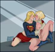 Supergirl jacking off Power Girl by AquaBuzz