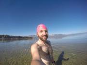 Enjoying a dip in the chilly crystal clear waters of Lake Tahoe -- no sense in ruining the experience with a wetsuit :)