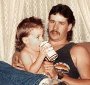Giving the kid a mullet or beer, I don't know which is worse.