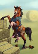 "Hay-maker to Hay-muncher" [NSFW] by ShadowFenris [Man to Horse TF]