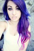 Purple hair, pink tips