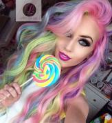 Amy The Mermaid's lollipop matches her hair