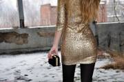 Black tights, gold dress (AIC)