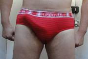 Red underwear-hard dick