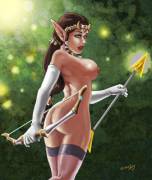 Princess Zelda finds that clothing impairs her archery skills (psicoero)