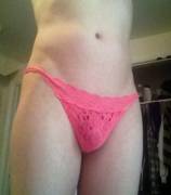 Lacy pink thong