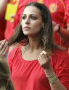 Miss Spain Eva Gonzalez worrying her hair at the 2010 World Cup championship match