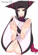 Juri Han, showing off her soles and pussy (tofuubear)