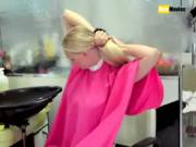 Tying a huge blonde ponytail (x-post from r/ponytailfetish)