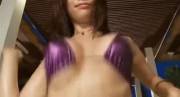 Mio Takaba's breasts trying to escape bikini