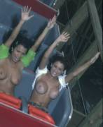 Quite the thrill ride! Flashing for the photo