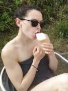 Daisy Ridley enjoying some ice cream
