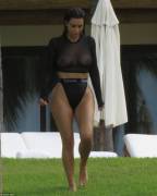 Kim Wearing a See-Through Crop Top