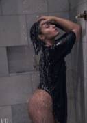 Demi Lovato taking a hot shower.