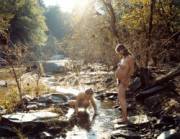 Pregnant Nudist @ The River