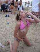 Drunken teen girl masturbating her clit in public