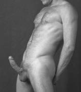 For the red, white and blue my upward curve in b&amp;w. Hard dick, standing up for freedom.
