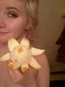 Got a fruit peeler, so I had a flower shaped shower orange :)