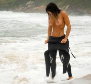 Pulling off wetsuit