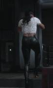 Candice Patton booty in leather pants in Flash S02E20