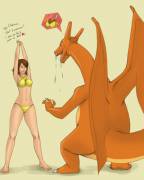[Female, Charizard, Oral, Implied Digestion] Pokevore.