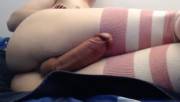 Hot cum &amp; pink stripped leggings