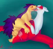 Typhlosion [M] and Latias [F] getting dirty
