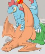 Feraligator[M] seems to have figured out his type advantage over Charizard[?]