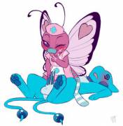 Butterfree [?] getting samples from Dragonchu [M]