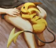 [M/F] [Coed] A set of three pictures of Raichu with her trainer for our mod