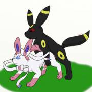 I drew Umbreon about to give Sylveon a good pounding [M/M]