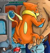 [Coed] Buizel, Riolu, and Dewott play with a human - Coloured [M][M][M][M]