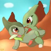 [X-post from /r/kemofurry] Too cute to pass. Axew [M] and Larvitar [M]