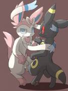 I'm sure there's a super effective joke to be made here. Sylveon [M] and Umbreon