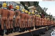 French firemen know how to protest