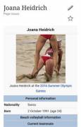 Swiss beach volleyball Joana Heidrich's Wikipedia page does not disappoint