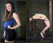 Another 'before and after shot' of a sexy girl in a compromising position!