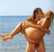 Passionate couple on the beach...