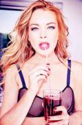 Lindsay Lohan In Her See Through Bra