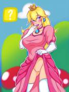 I get the feeling that Princess Peach is only pretending to act coy here (Veristhiel)