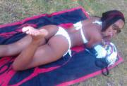 Black girl in a bikini