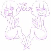 Frisk and Chara pose for a picture
