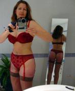 Red Lingerie and Stockings