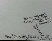 Somehow I don't believe you, Small Sarcastic Ostrich.